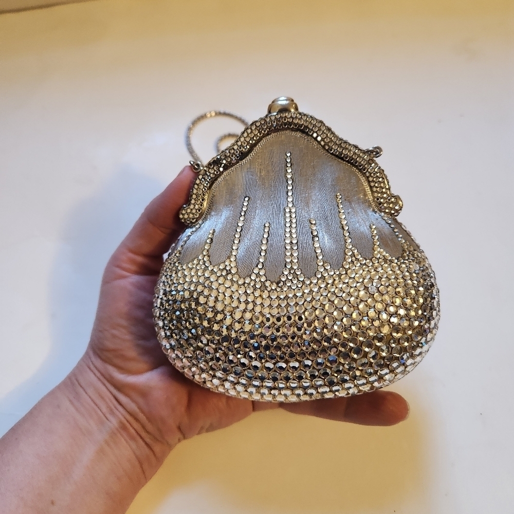 Judith Leiber 1967 Chatelaine Minaudiere Swarovski Crystals Metal Clutch in VGUC - Picture 8 of 12